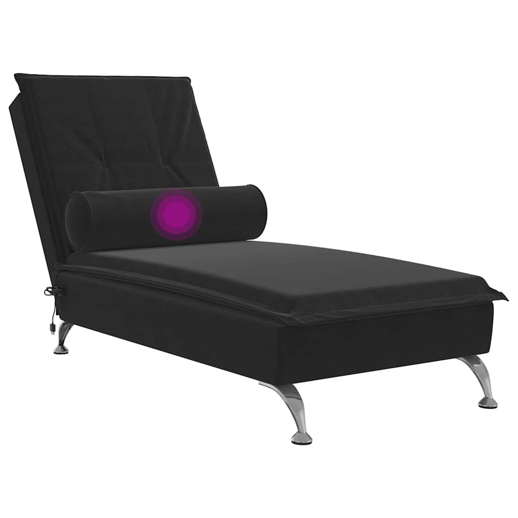 Massage-Chaiselongue mit Nackenrolle Hellgrau Samt