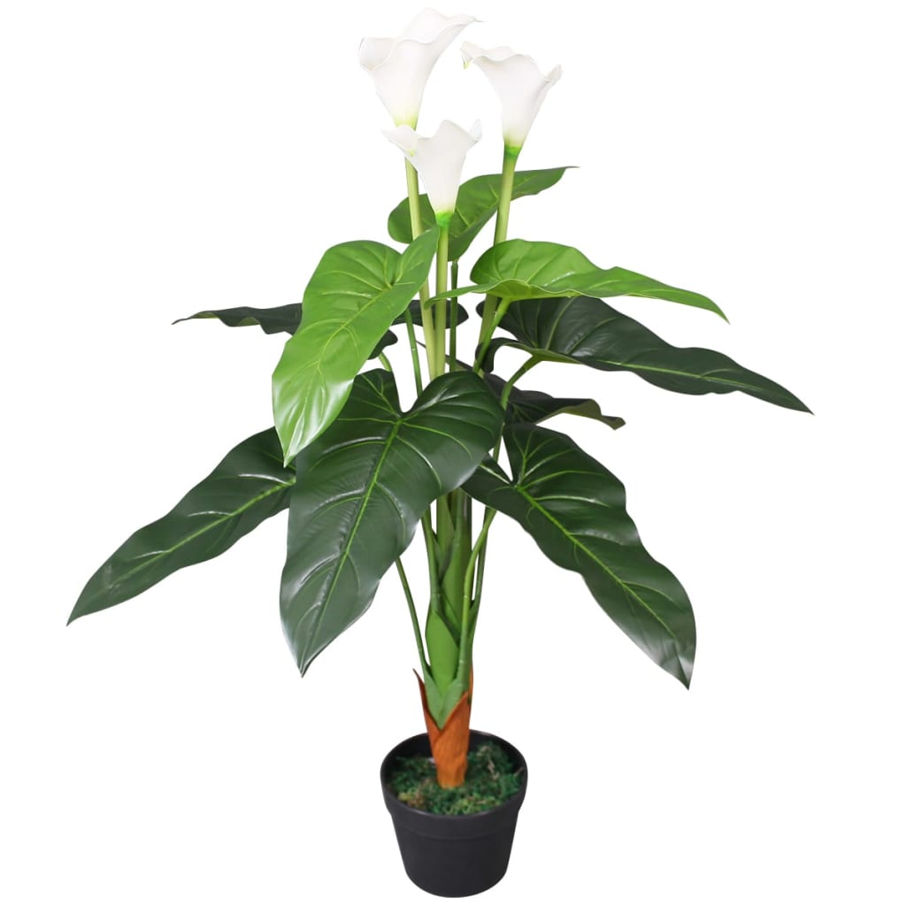 Künstliche Flamingoblume mit Topf 90 cm Rot und Gelb
