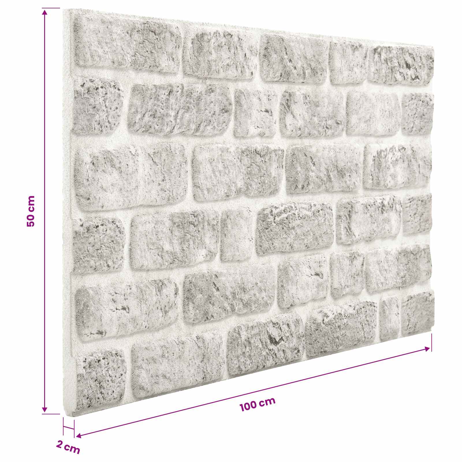 Wandpaneele 10 pcs Ziegel 100 x 50 cm EPS-Schaum