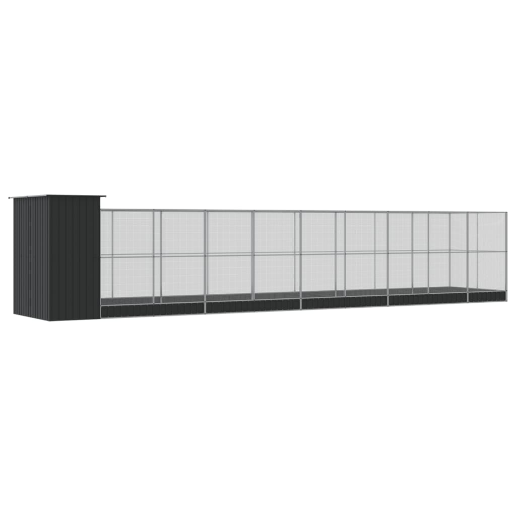 Voliere mit Erweiterung Silber 416 x 203 x 216 cm Stahl