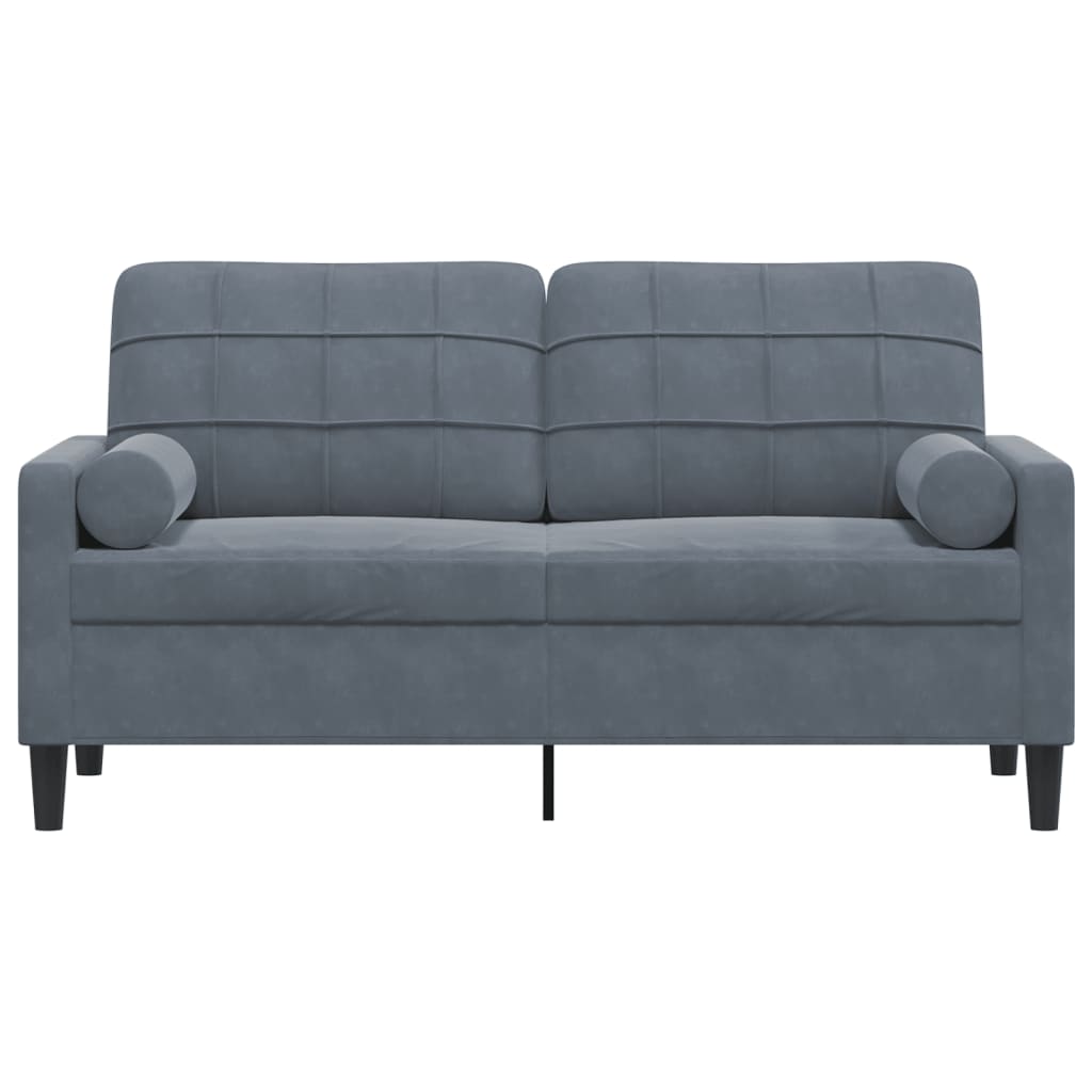 2-Sitzer-Sofa mit Zierkissen Hellgrau 120 cm Samt
