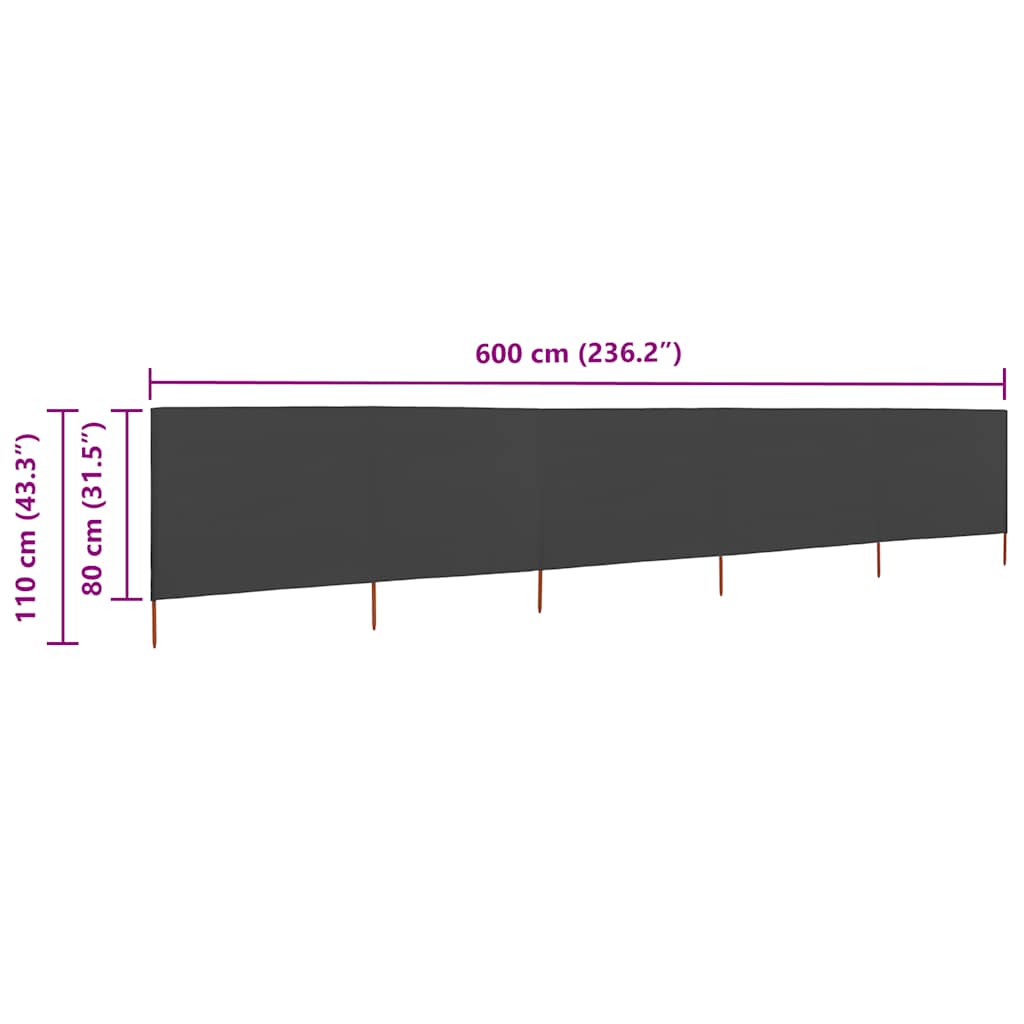 3-teiliges Windschutzgewebe 400 x 120 cm Weiß