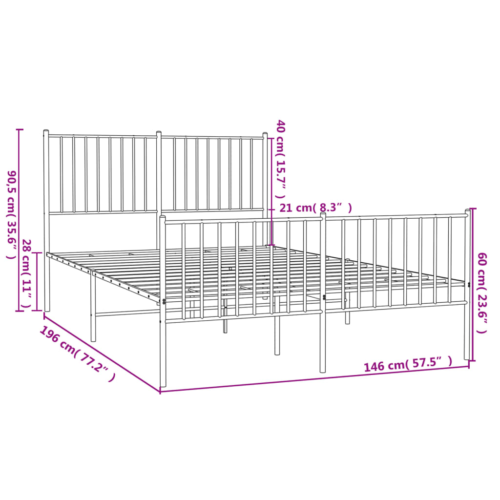 Bettgestell Metall Schwarz 75x190 cm
