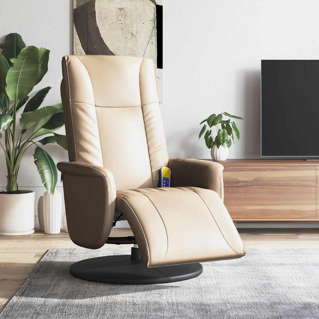 Massagesessel mit Fußteil Creme Kunstleder