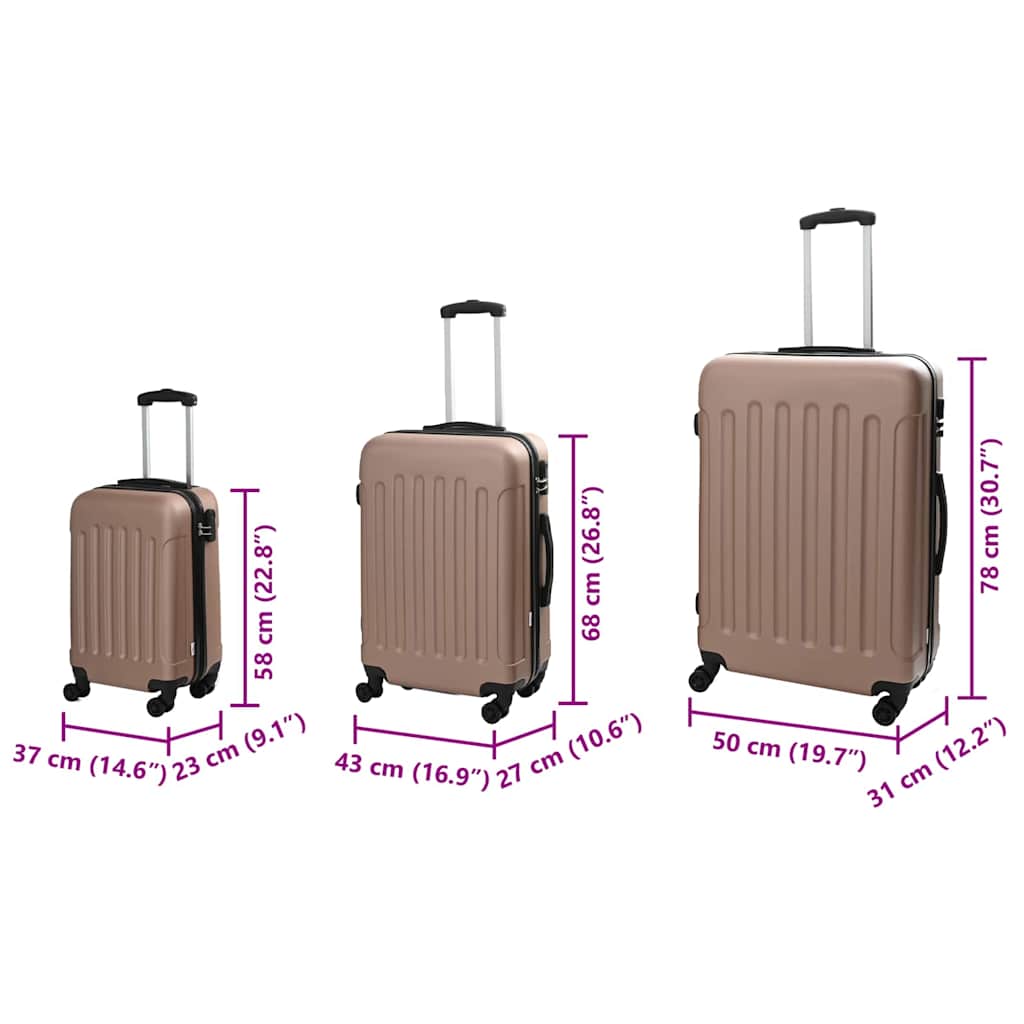 Koffer mit Schloss 3 pcs Schwarz 50 x 31 x 78 cm ABS Kunststoff
