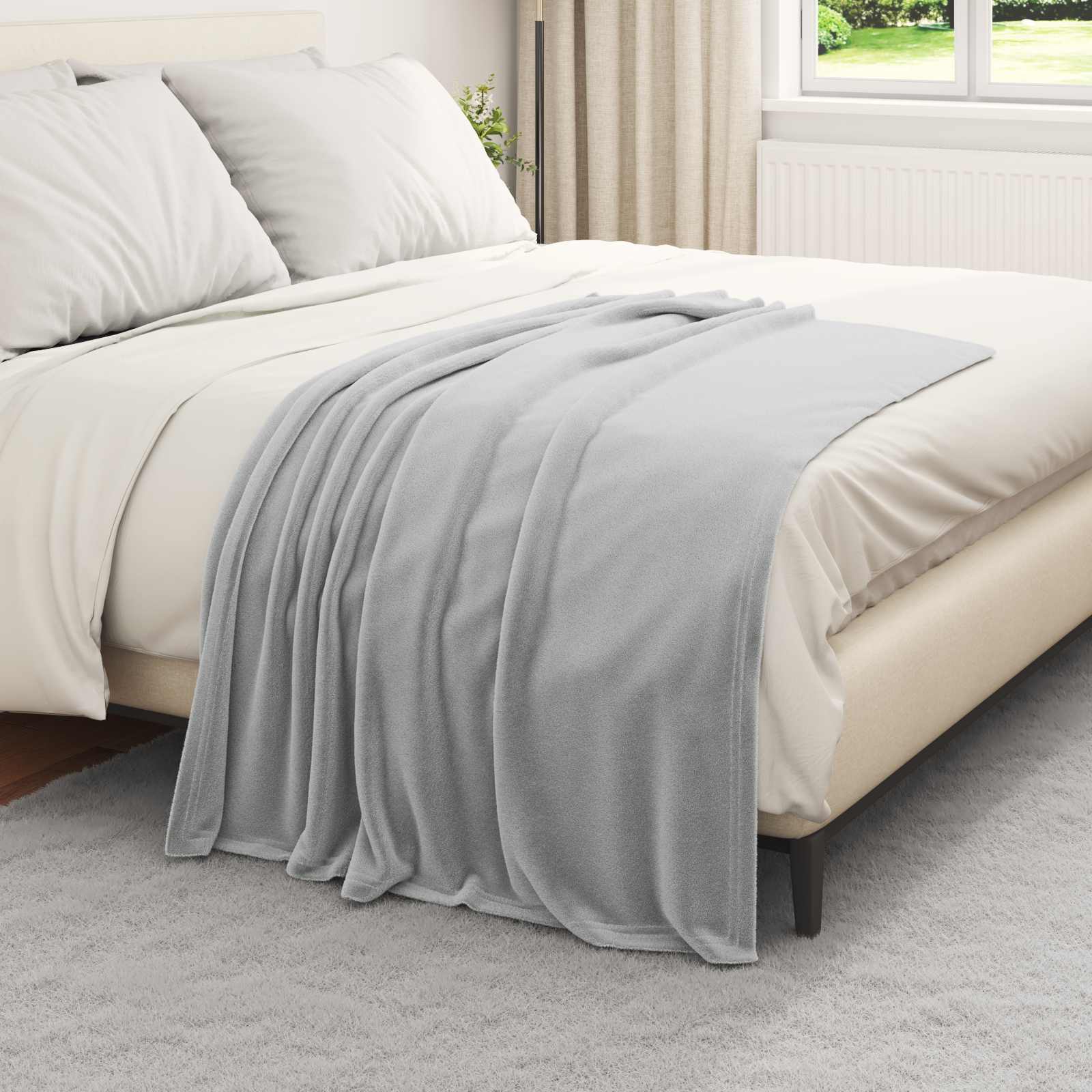 Überwurfdecke Beige 130 x 150 cm Fleece