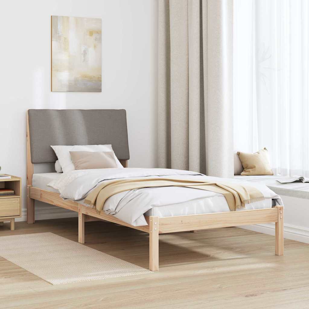 Bettgestell Braun und hellgrau 200 x 200 cm Massivholz Kiefer