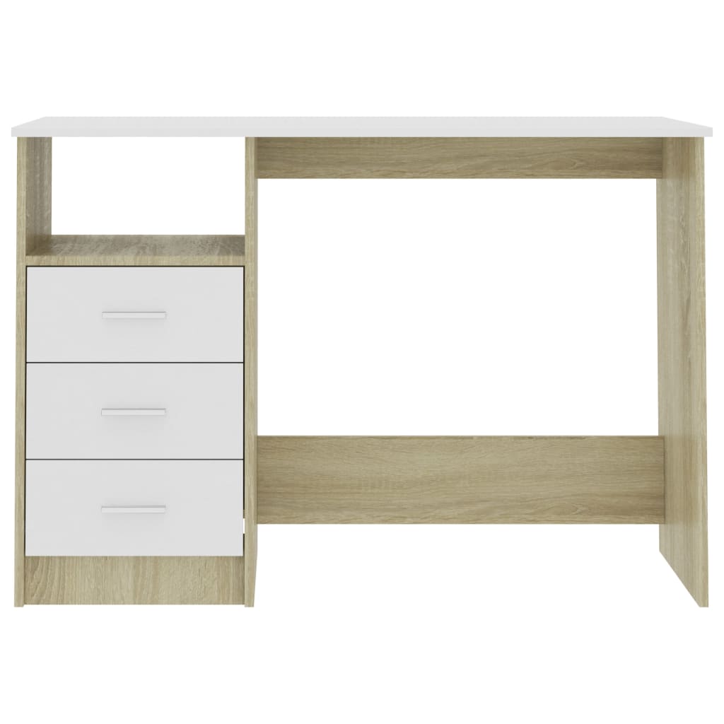 Schreibtisch mit Schubladen Weiß 110x50x76 cm Holzwerkstoff