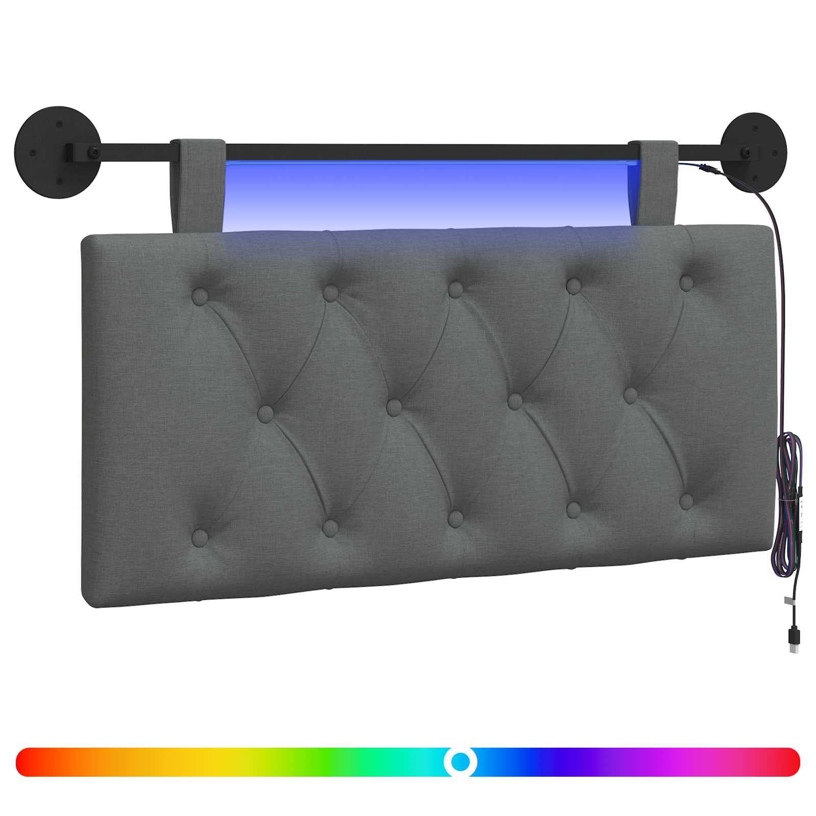Hängendes Kopfteil Mit LED Licht Wolkengrau Stoff