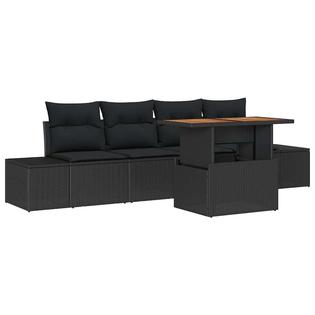 Garten Essgruppe mit Kissen 5 pcs Schwarz und Creme