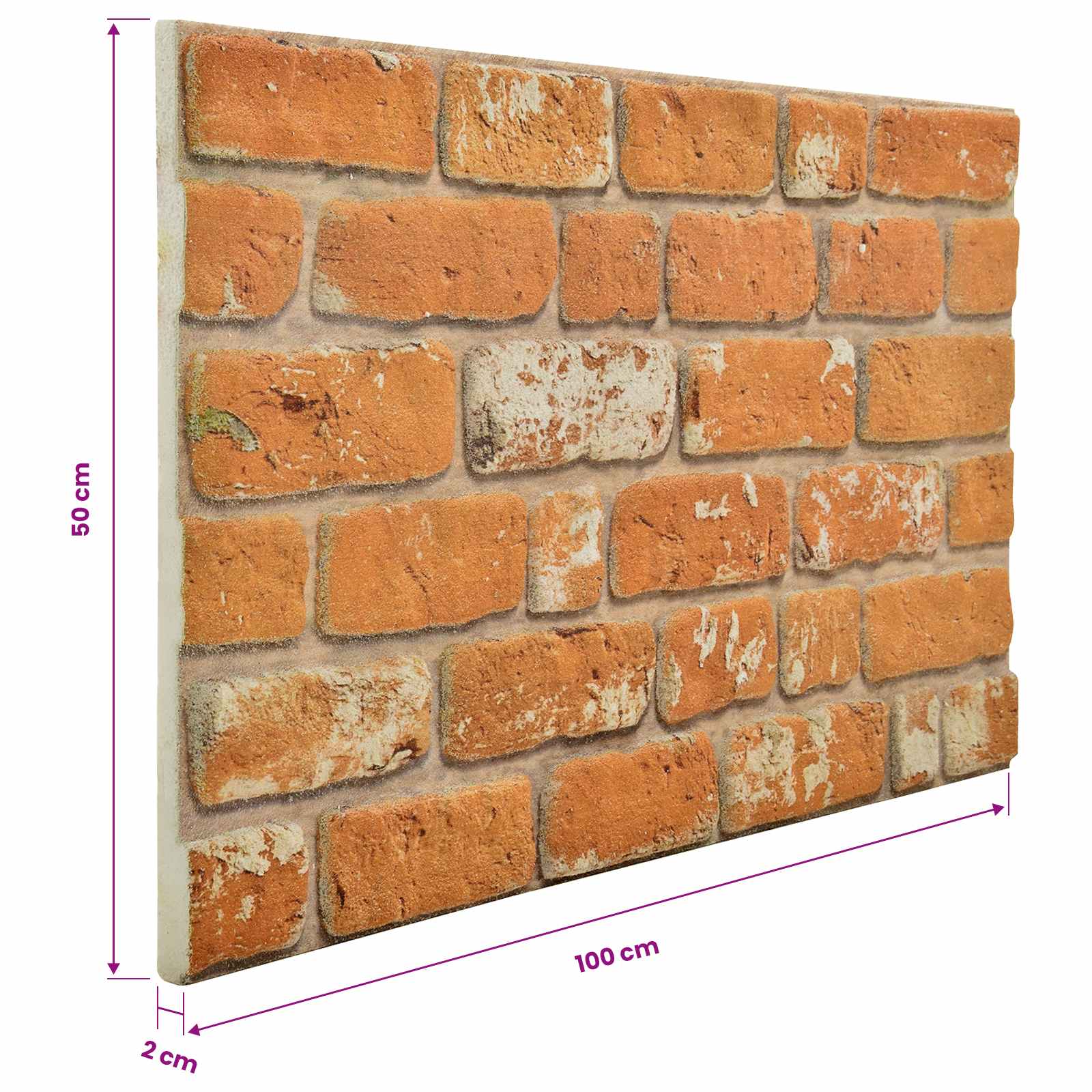 Wandpaneele 10 pcs Ziegel 100 x 50 cm EPS-Schaum