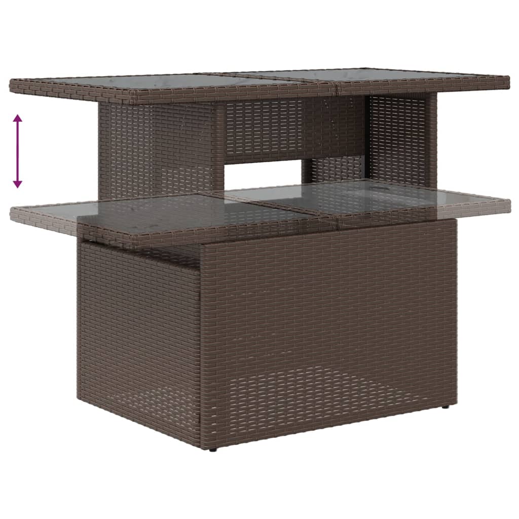 10-tlg. Garten-Sofagarnitur mit Kissen Beige Poly Rattan