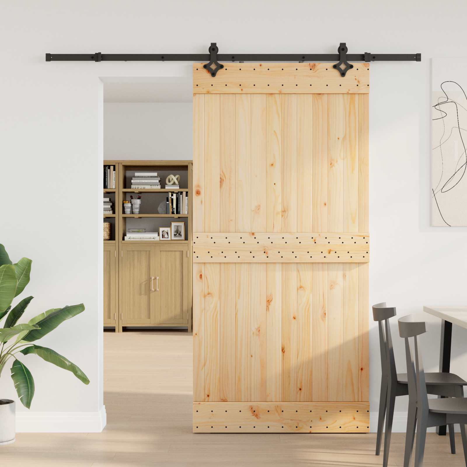 Schiebetür NARVIK Natürlich und Schwarz 70 x 210 cm (152,5 cm)