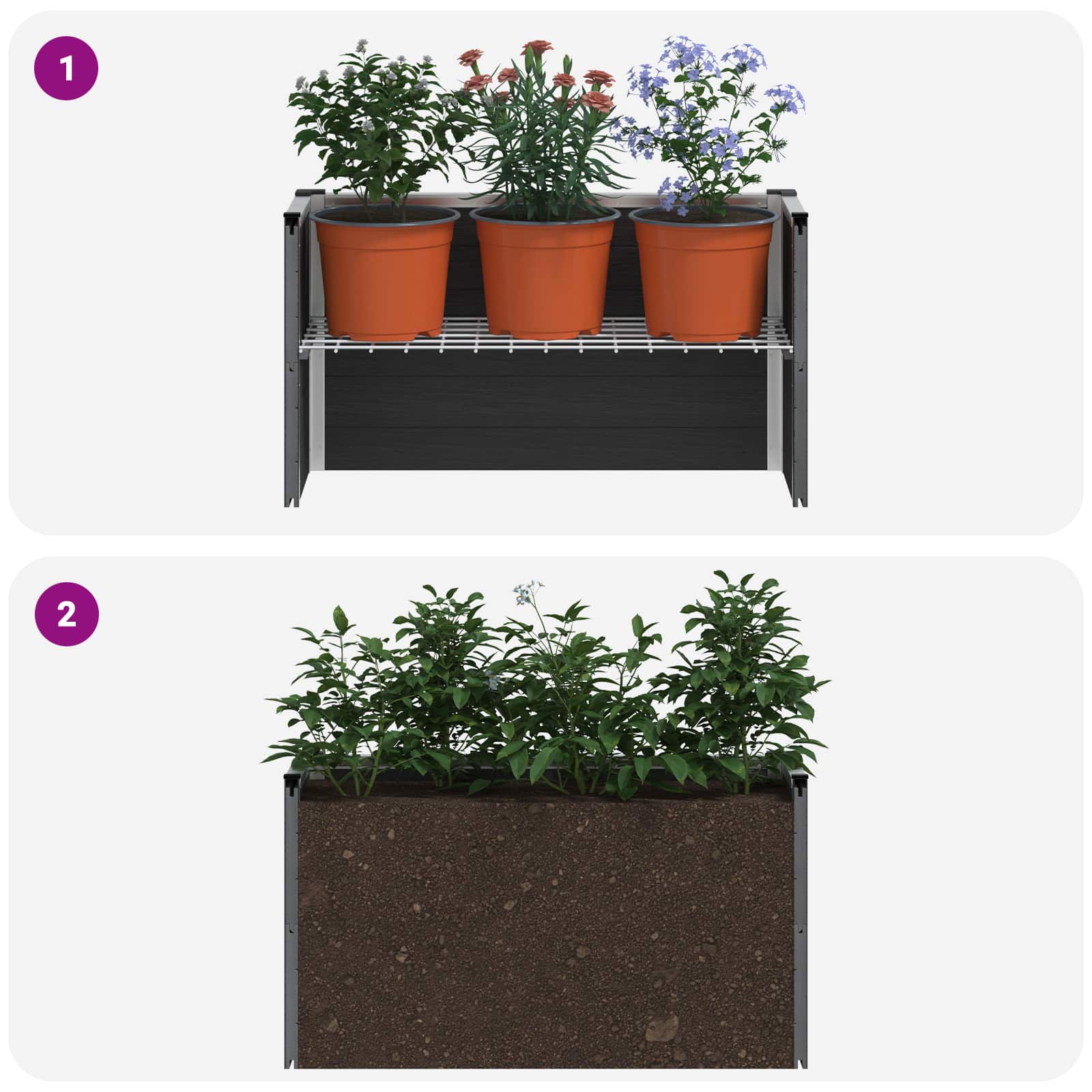Hochbeet Grau 50 x 30 x 22 cm WPC und Aluminium