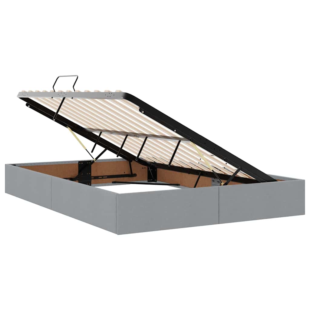 Aufbewahrungsbett mit Matratze Hellgrau 90 x 190 cm Polyester