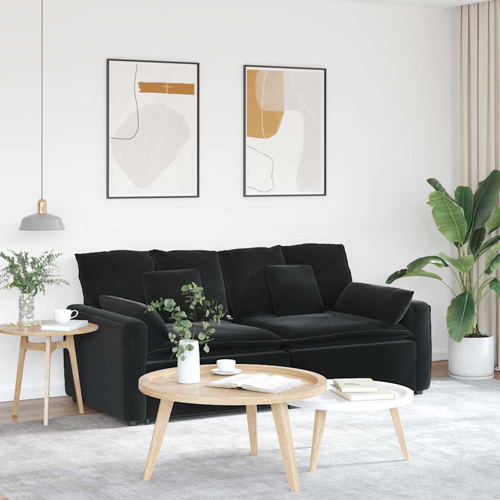 Modulares Sofa mit Kissen Blau