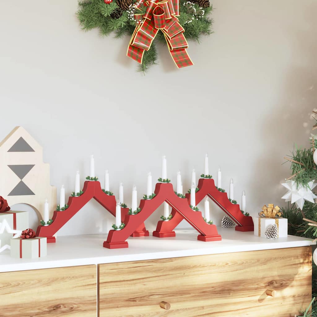 Weihnachtskerzenbrücke mit 7 LEDs Braun 39,5 x 5 x 29 cm