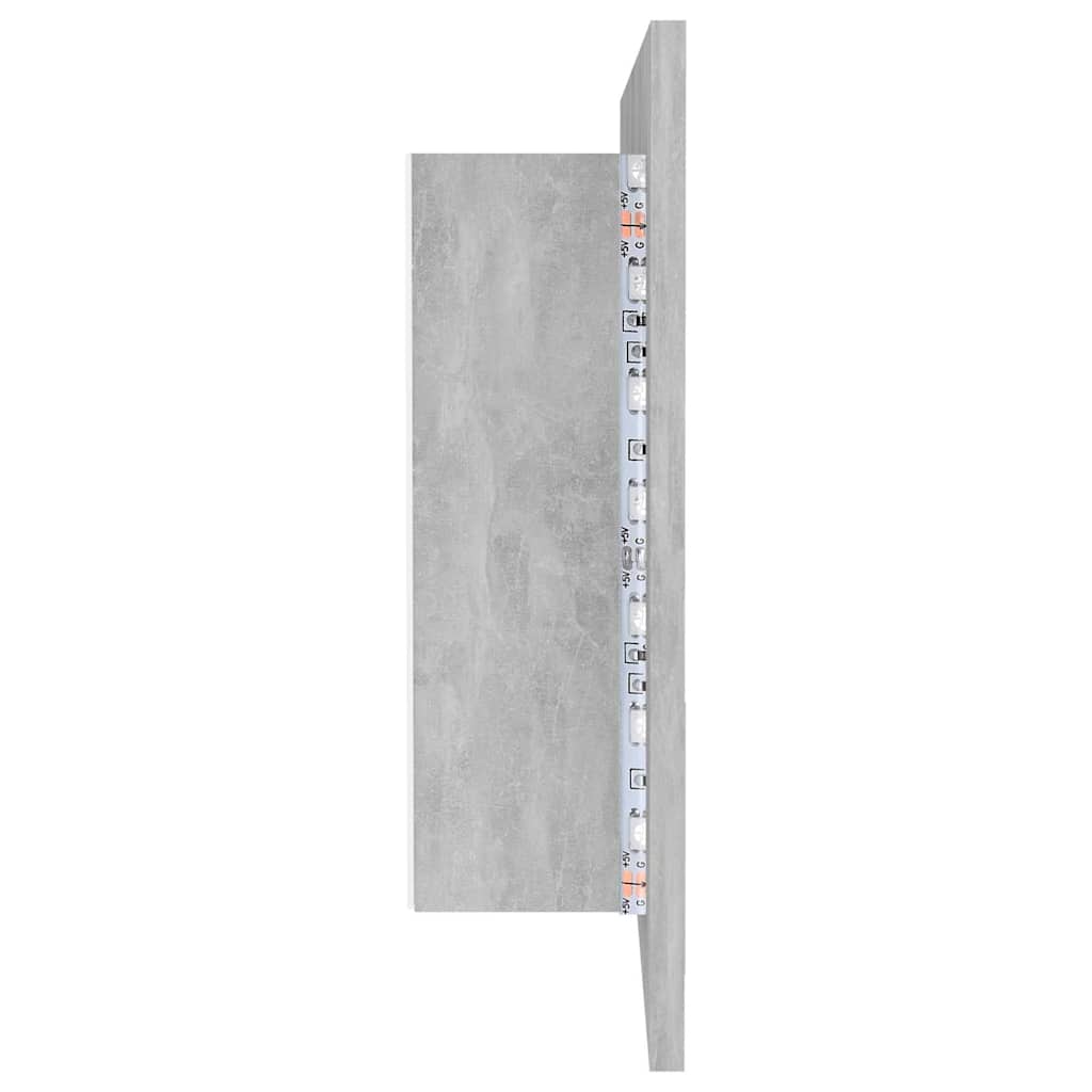 LED-Bad-Spiegelschrank Grau 90x12x45 cm Acryl