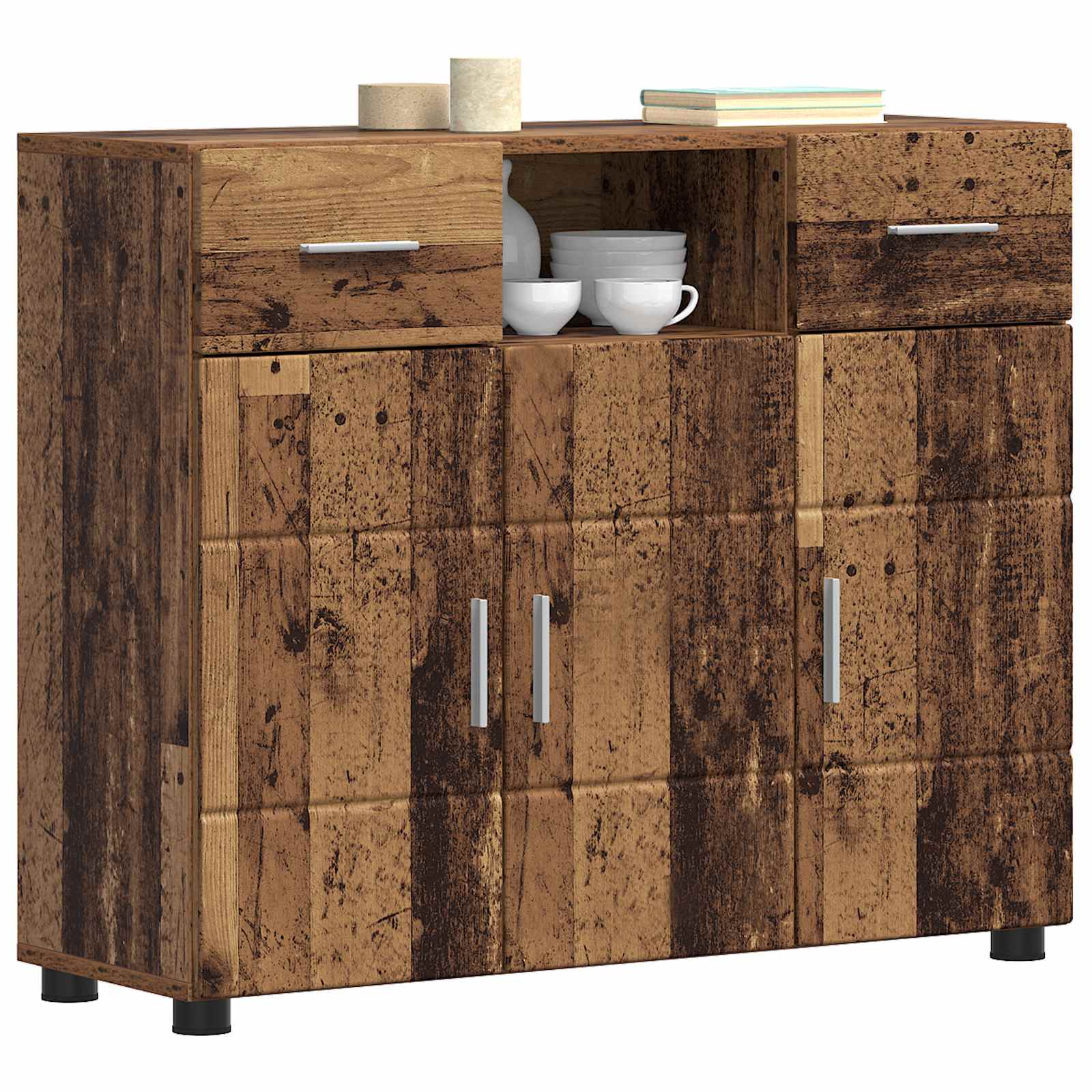 Highboard mit Regal FLORIN Weiß 60 x 35 x 182 cm Holzwerkstoff