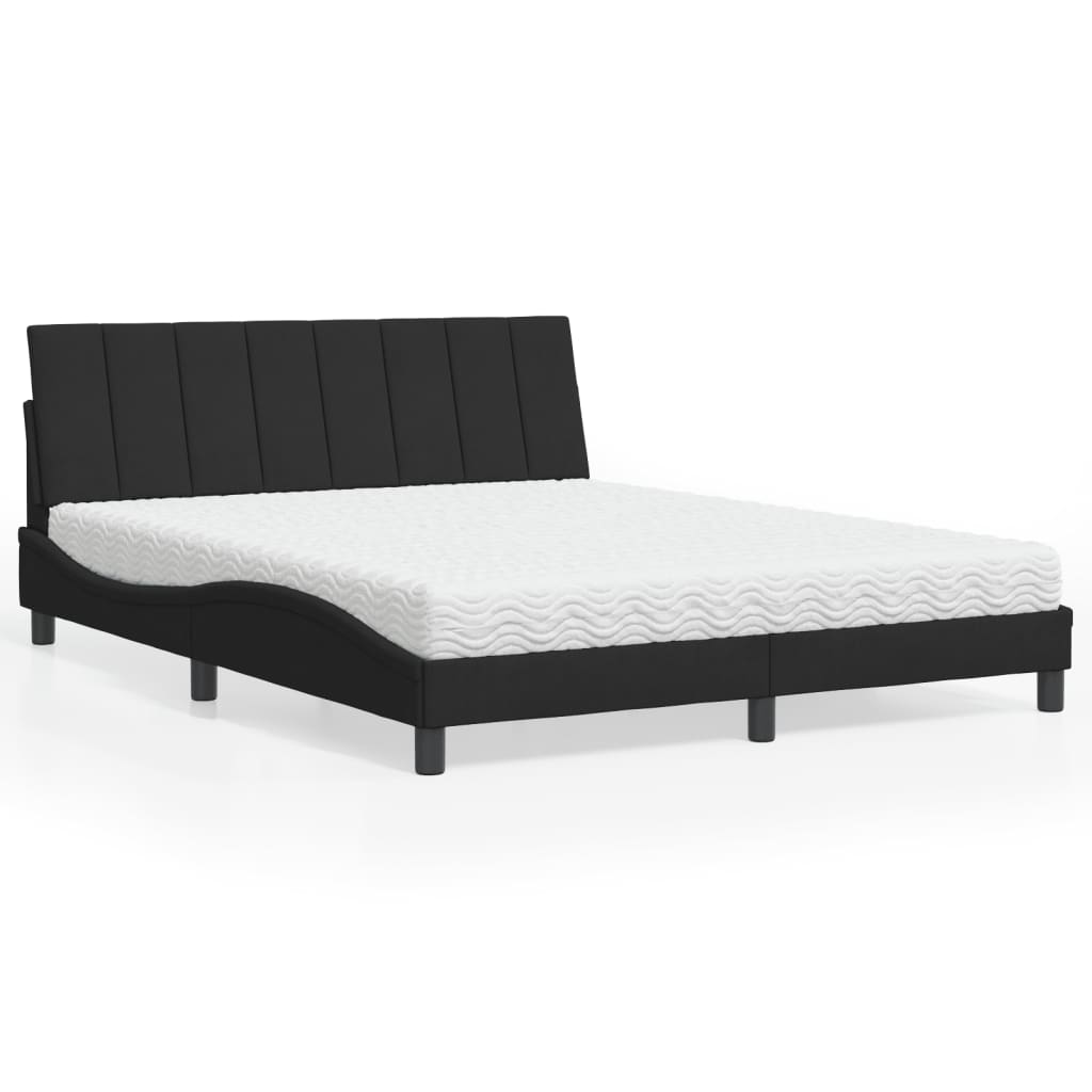 Bett mit Matratze "Hanko" Hellgrau 80x200 cm Samt
