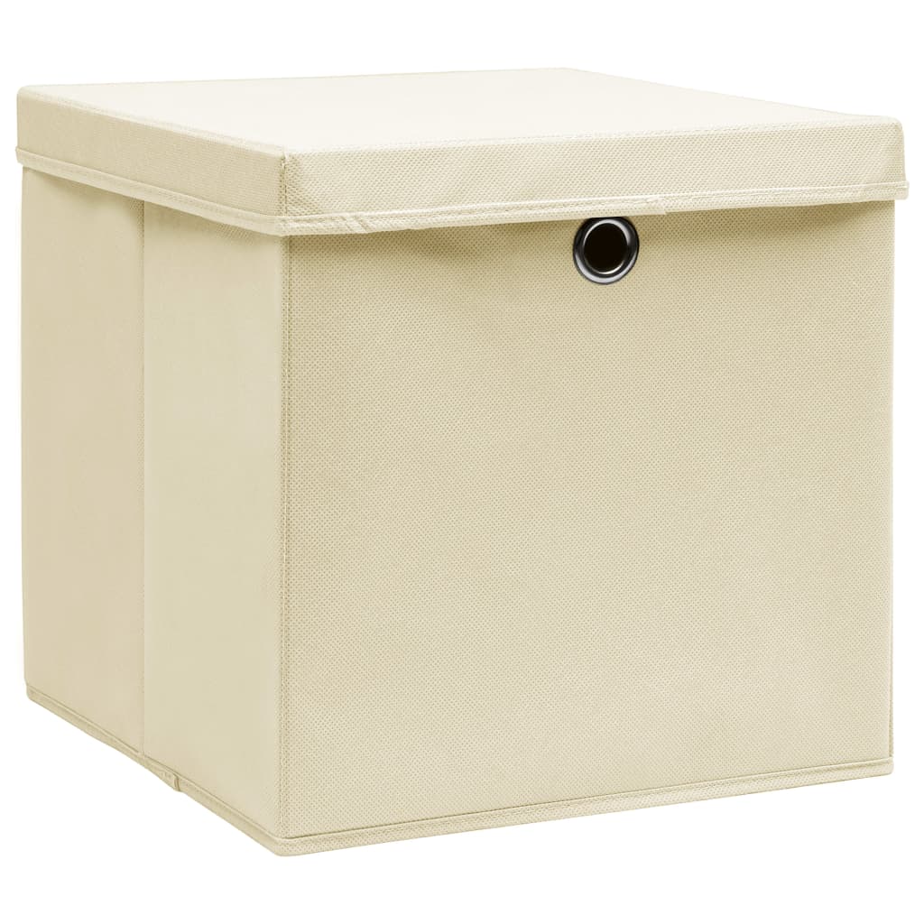 Aufbewahrungsboxen mit Deckeln 10 Stk. 28x28x28 cm Schwarz