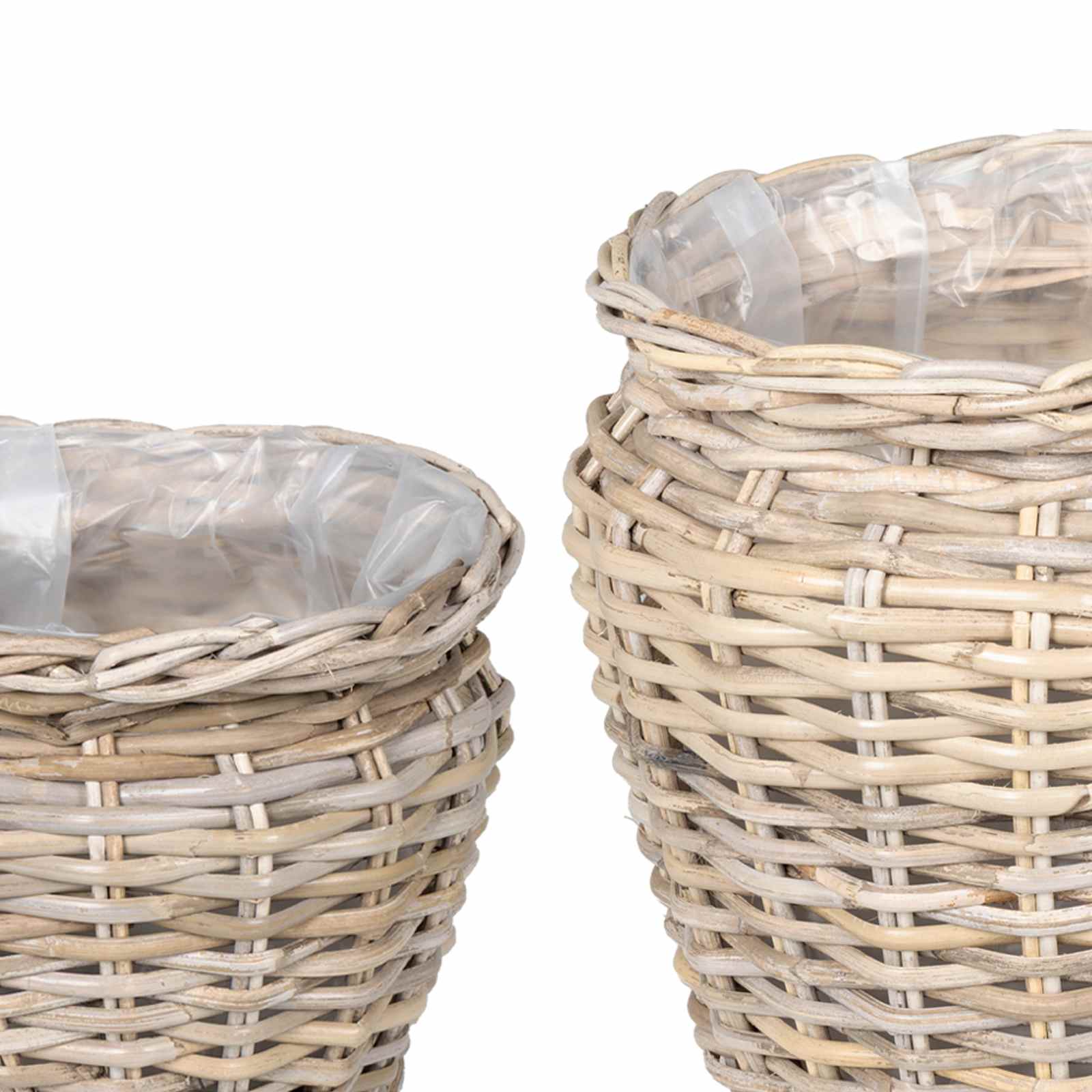 Blumentopfkorb mit Speicher 2 Stk. Natürliches Grau Kubu Rattan