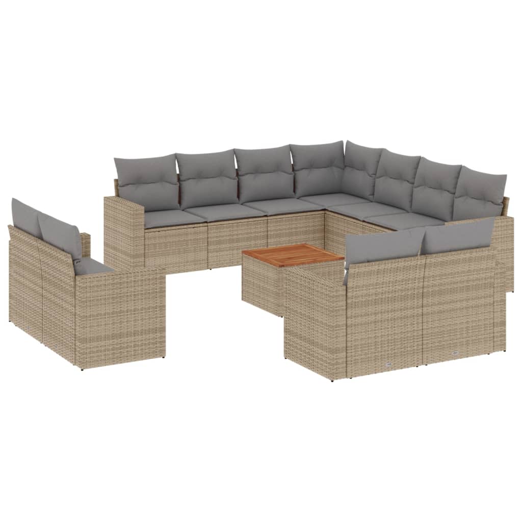 12-tlg. Garten-Sofagarnitur mit Kissen Schwarz Poly Rattan