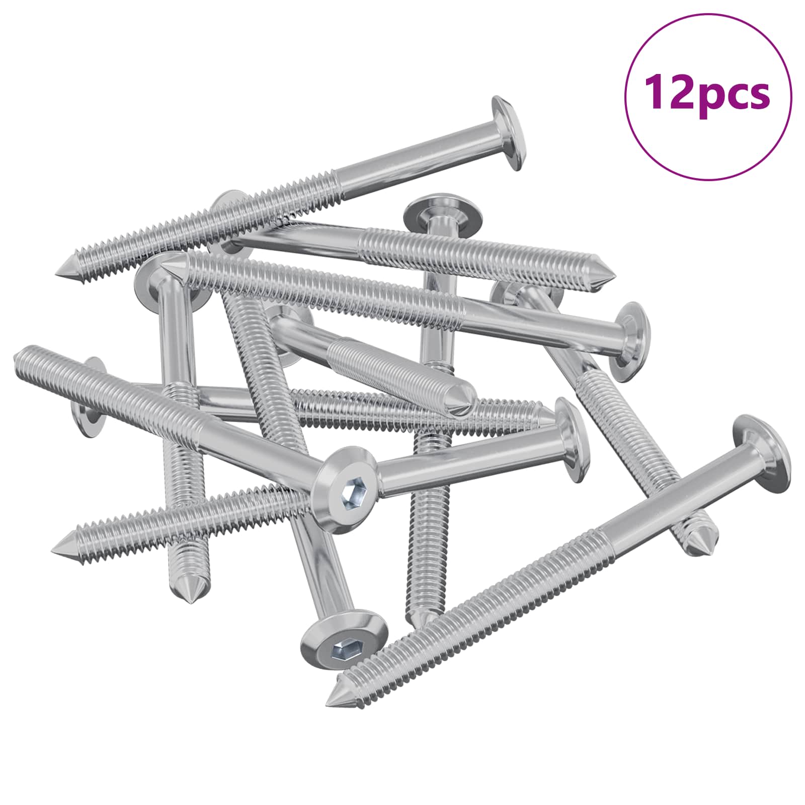 Möbel-Schrauben 2 pcs Silber M6 x 60 mm Stahl