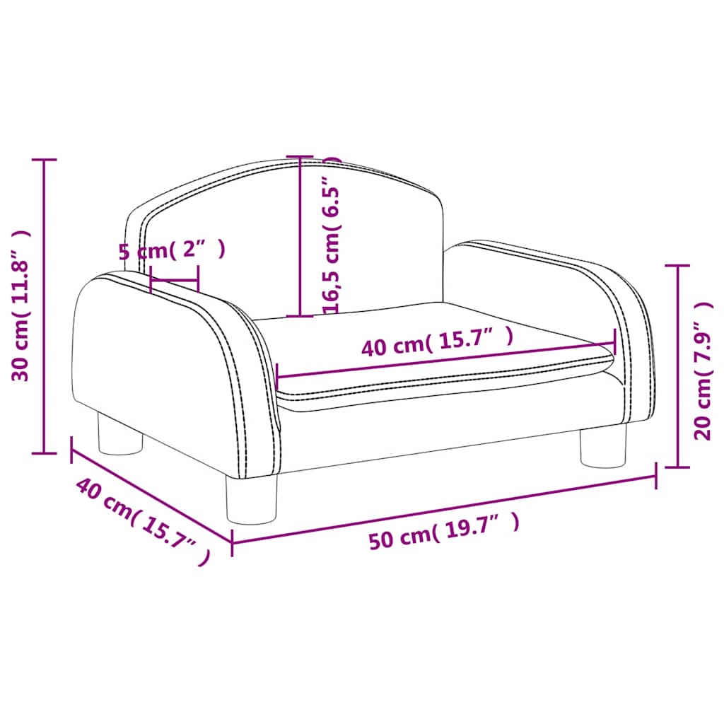 Kindersofa Schwarz 70x45x30 cm Kunstleder