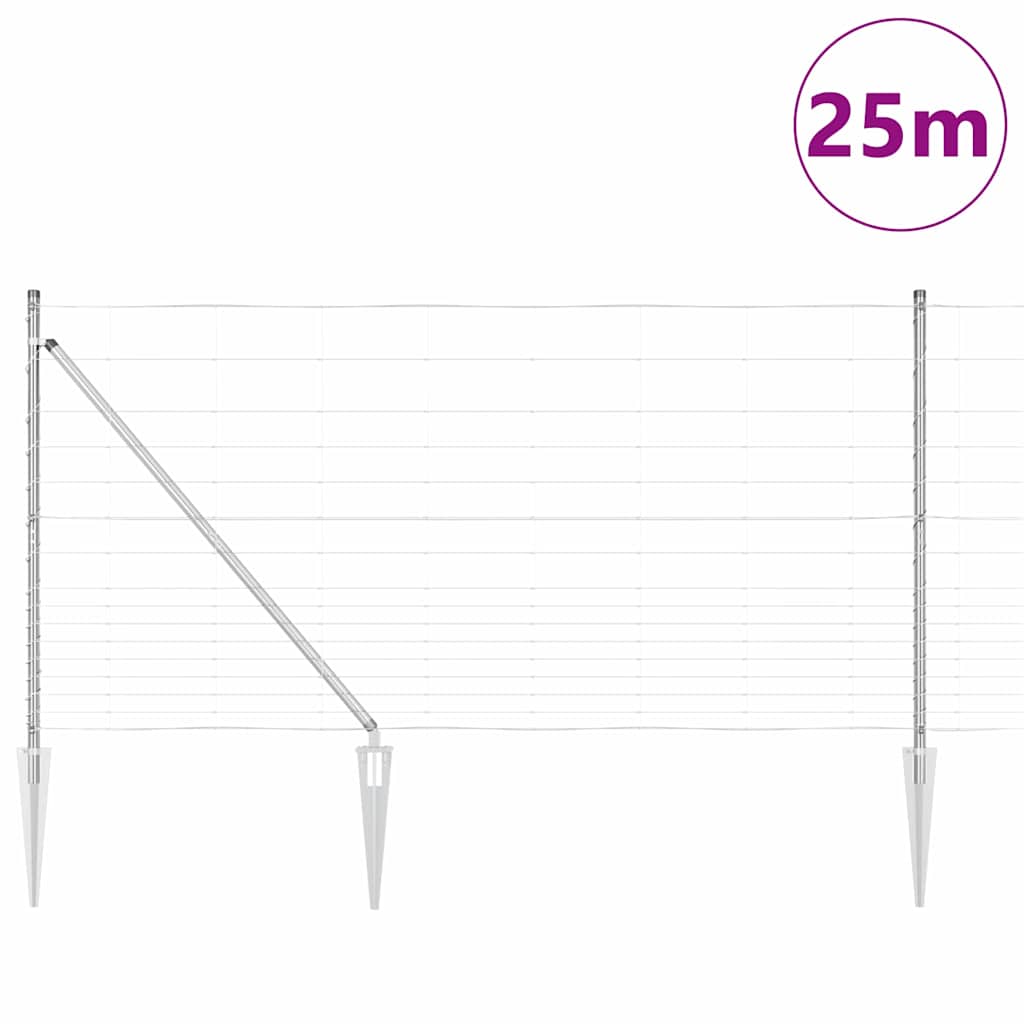 Ground Fix Geschweißter Drahtzaun 25 x 0,8 m Silber Netz