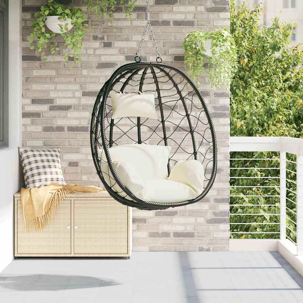 Hängendes Ei-Stuhl Anthrazit 91,5 x 54,5 x 107 cm Poly-Rattan