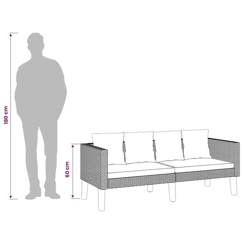 3-Sitzer-Gartensofa mit Auflagen Poly Rattan Beige