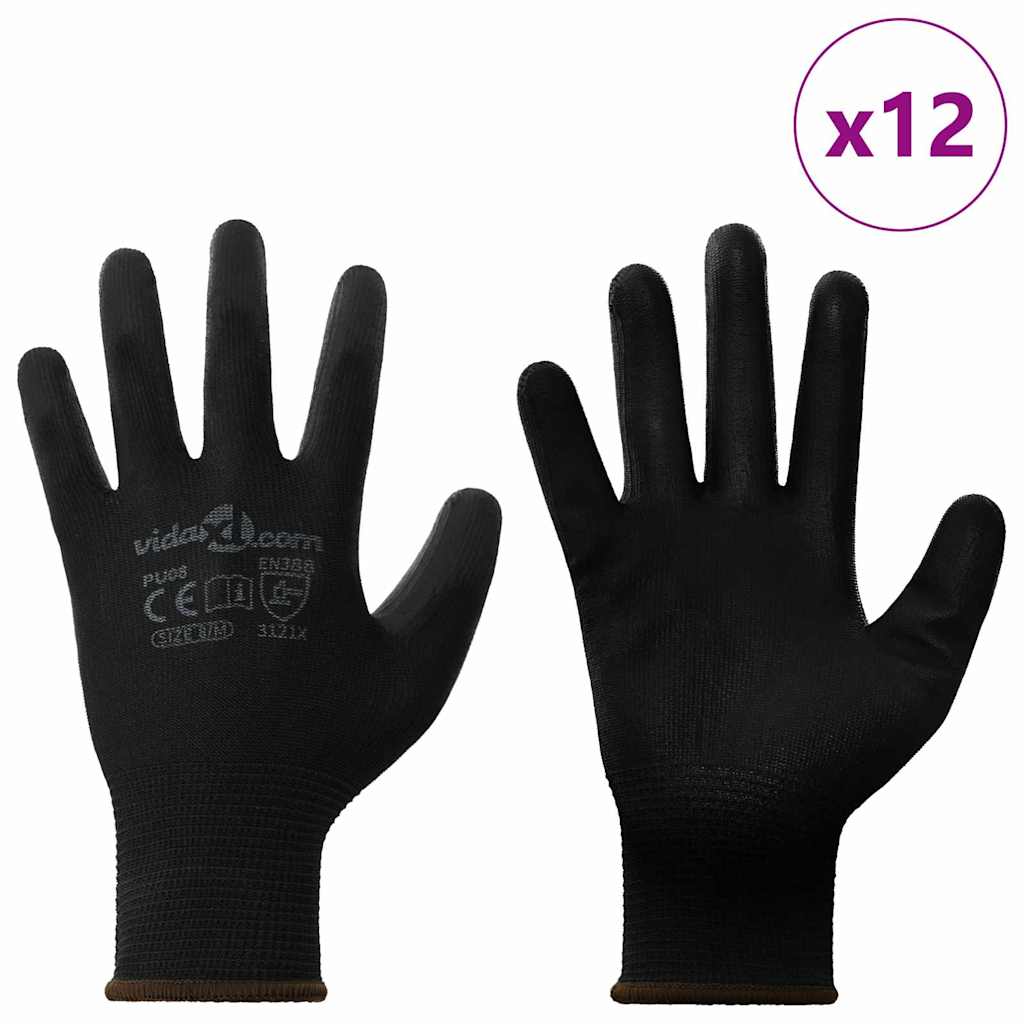 Arbeitshandschuhe 12 pcs Schwarz 7 / S Polyester