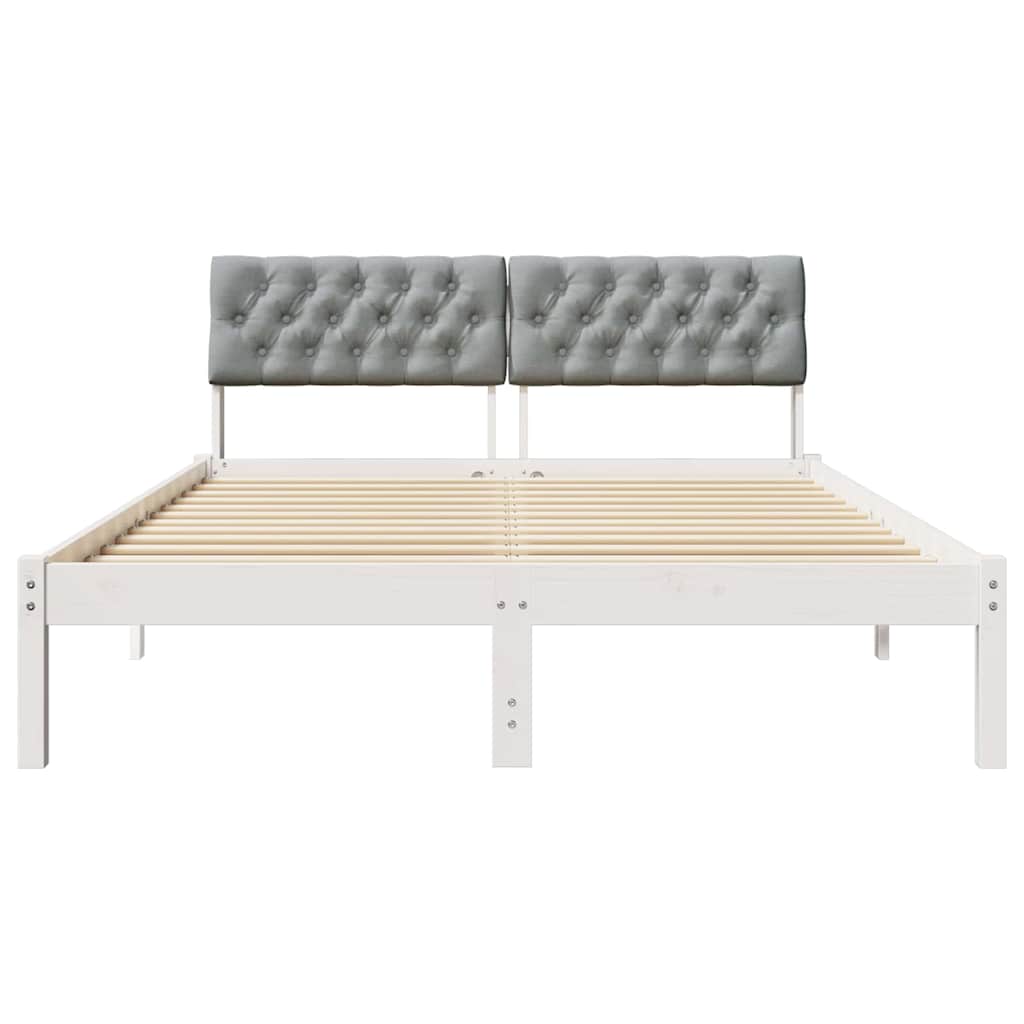 Bettgestell Braun und hellgrau 200 x 200 cm Massivholz Kiefer