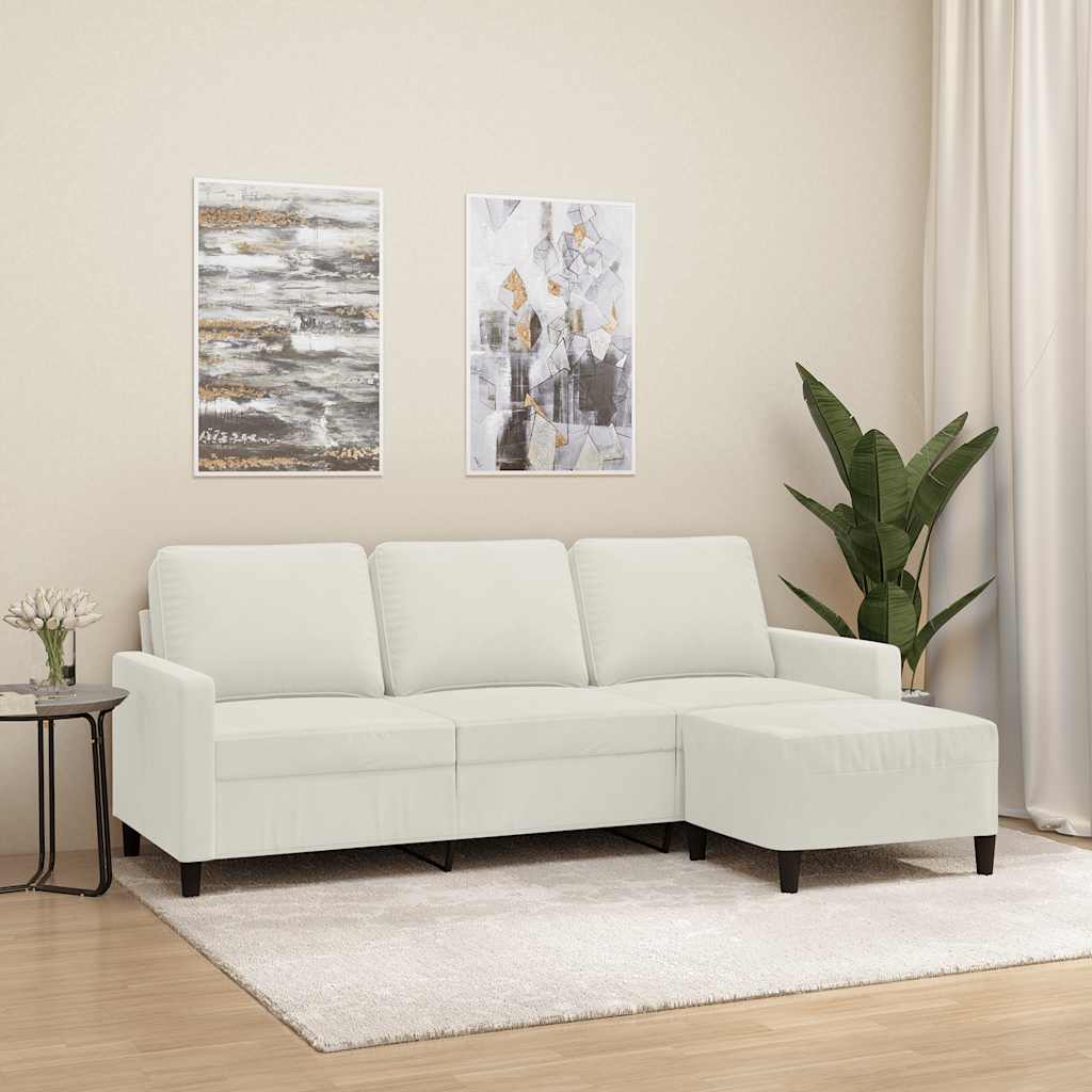 3-Sitzer-Sofa mit Hocker Rosa 180 cm Samt