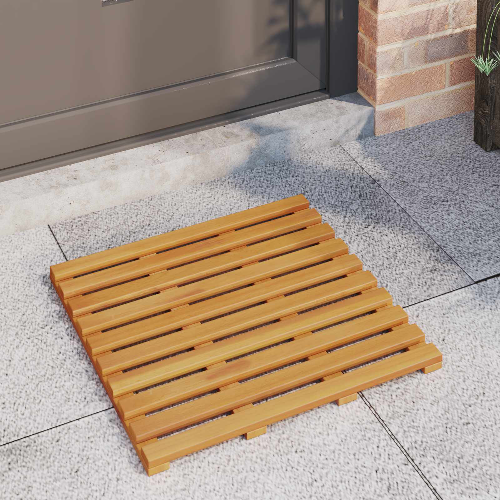Badematte Uni Braun 56 x 37 x 2,5 cm Massives Akazienholz