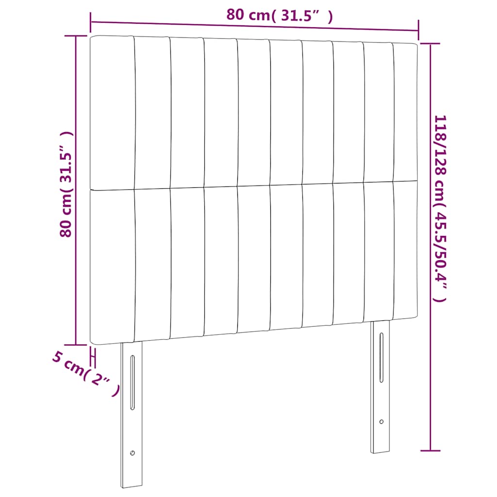 Kopfteil Hellgrau 80x5x118/128 cm Samt