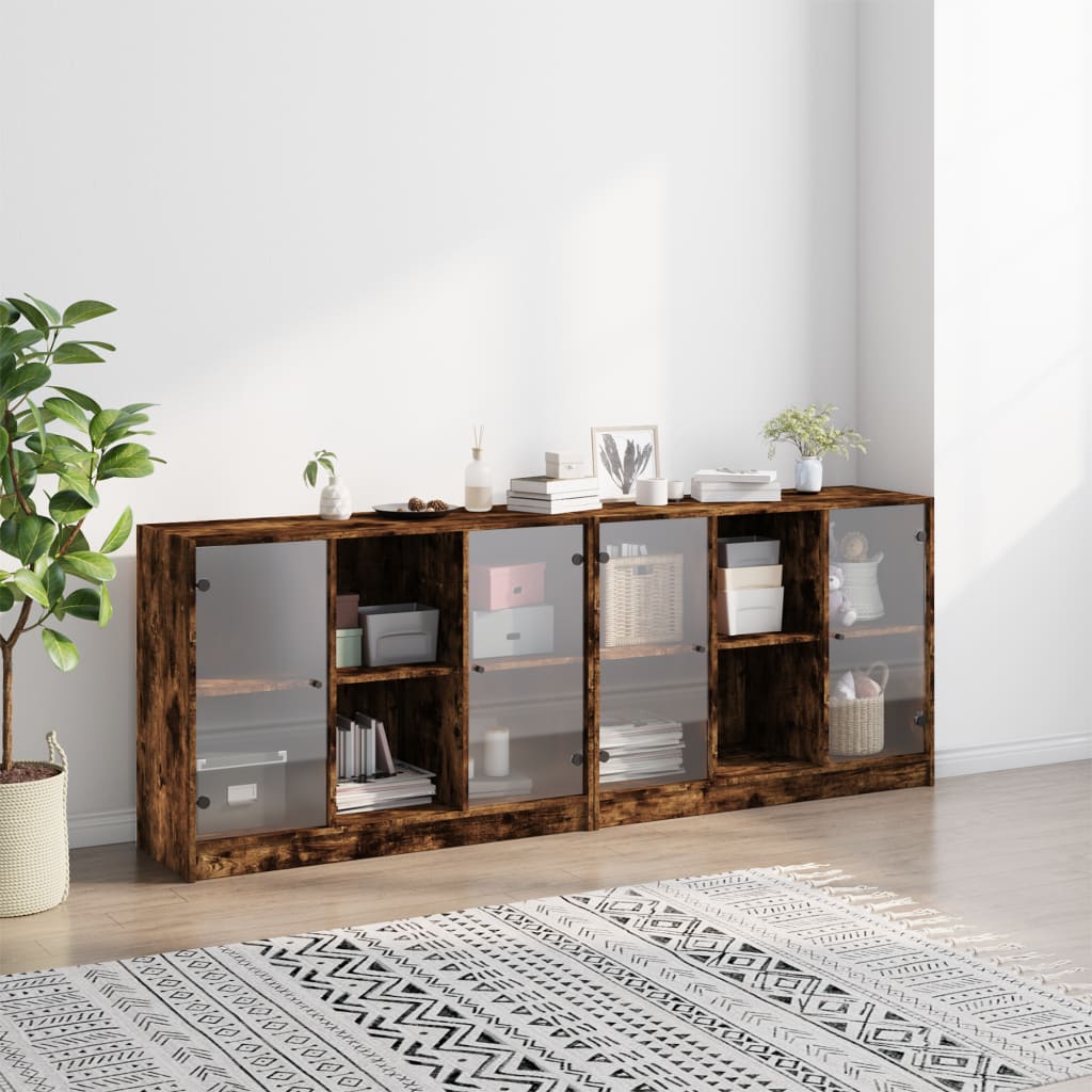 Bücherschrank mit Türen Weiß 204x37x75 cm Holzwerkstoff