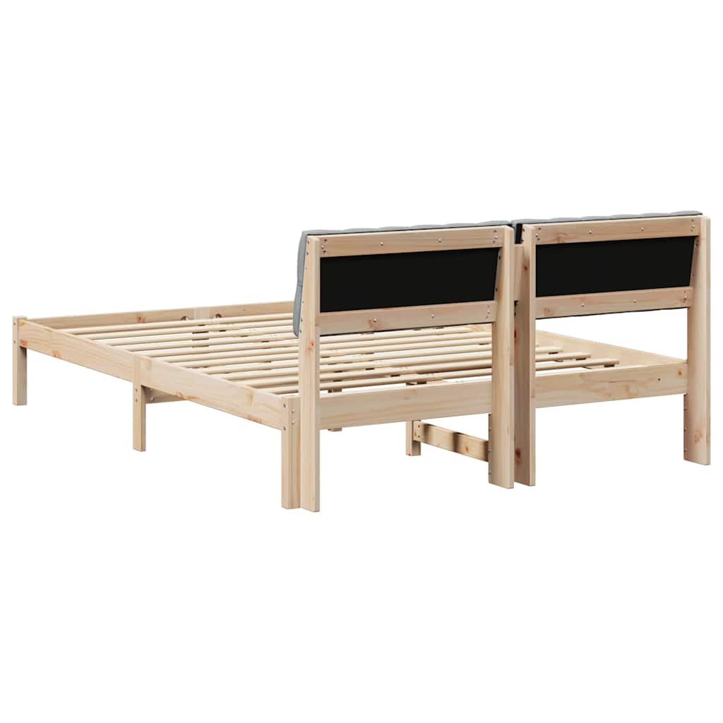 Bettgestell Braun und hellgrau 200 x 200 cm Massivholz Kiefer