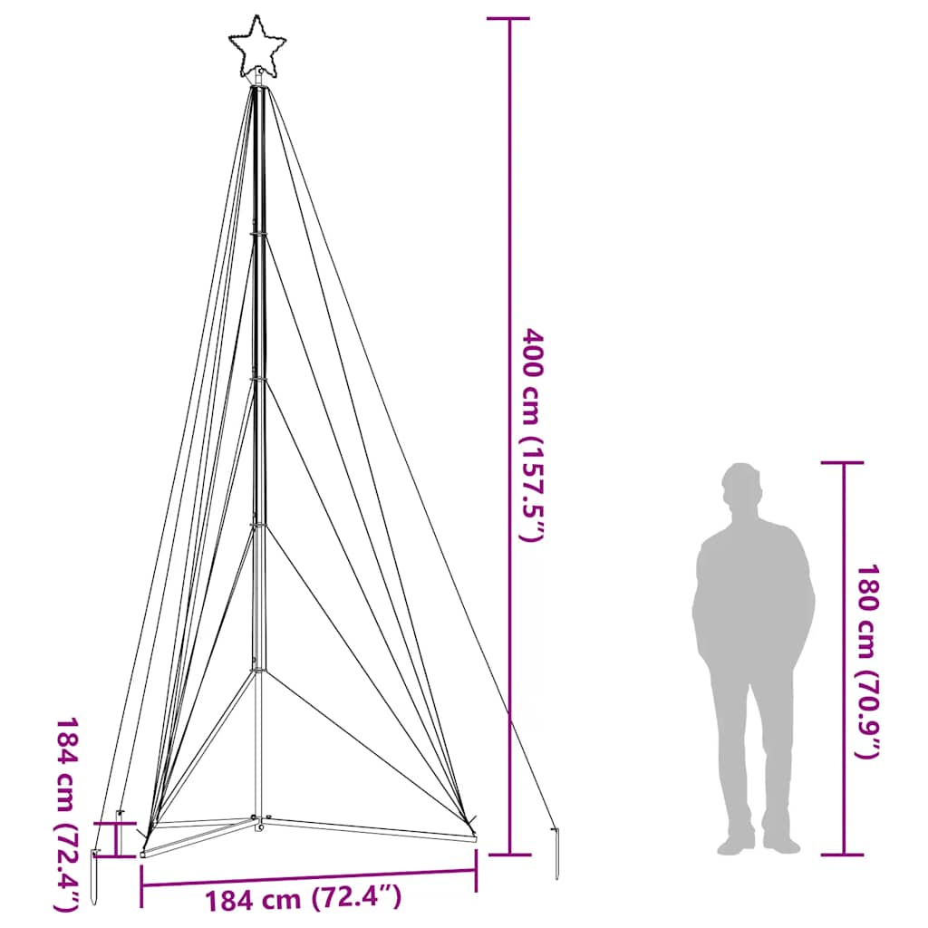 LED Weihnachtsbaum 363 LEDs Warmweiß 182 cm