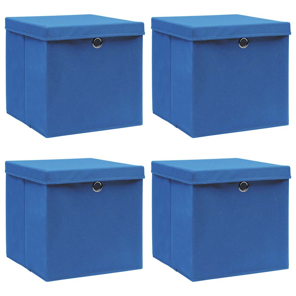 Aufbewahrungsboxen 4 Stk. Blau 32x32x32 cm Stoff