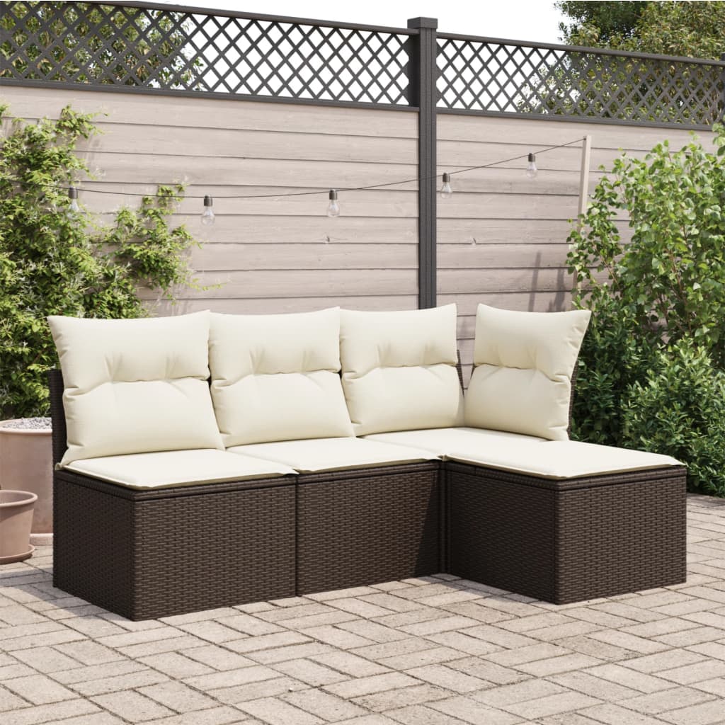 Gartenhocker mit Kissen Schwarz 55x55x37 cm Poly Rattan