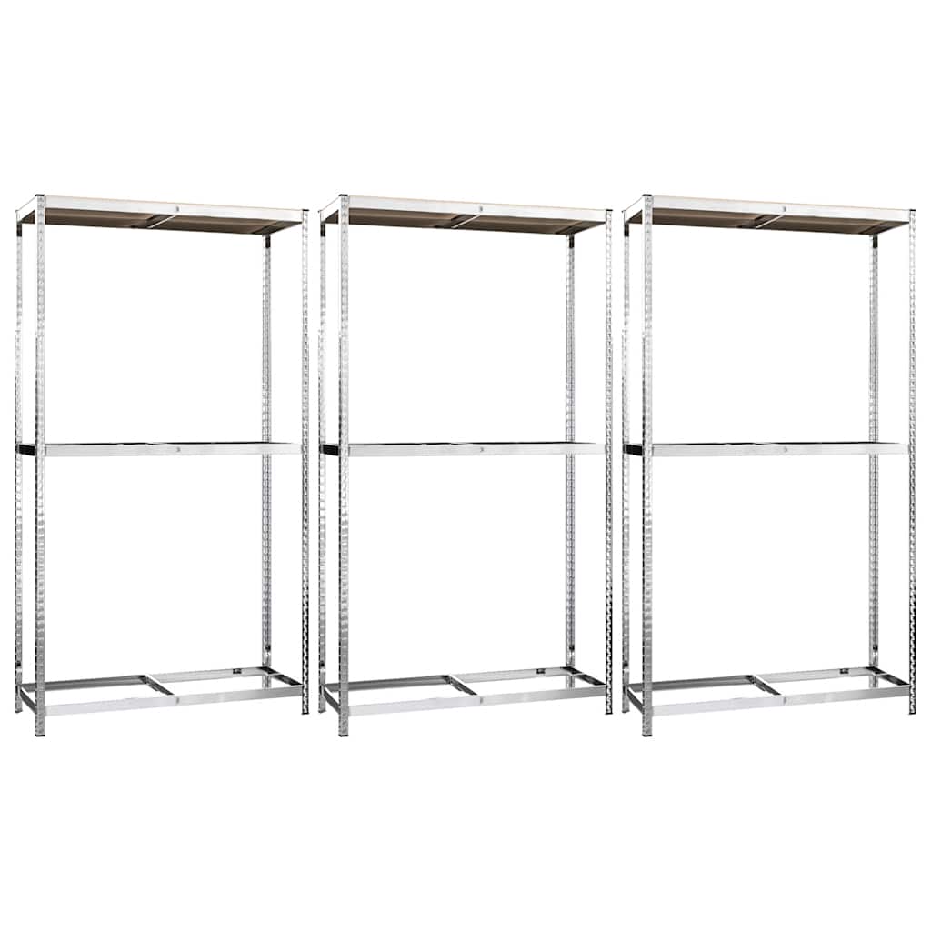 Reifenregale mit 2 Böden 3 Stk. Silbern 110x40x110 cm Stahl