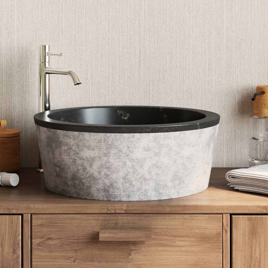 Waschbecken Creme Ø40x15 cm Marmor