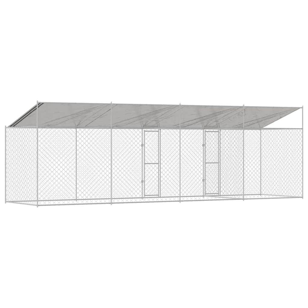 Hundezwinger mit Dach und Tür Grau 2x2x2 m Verzinkter Stahl