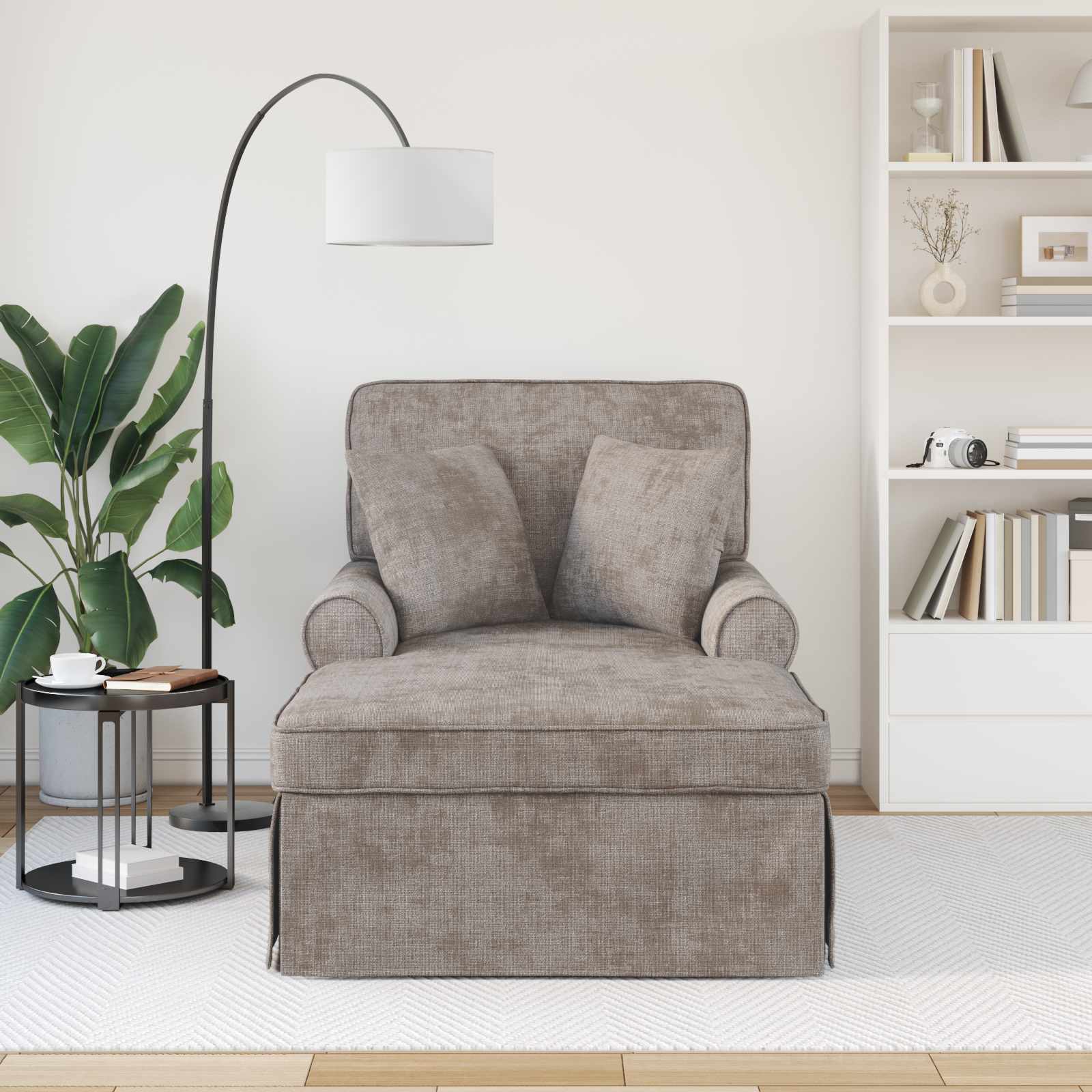 Chaise Lounge mit Rock mit Kissen Creme 157 x 91 x 91 cm ARES