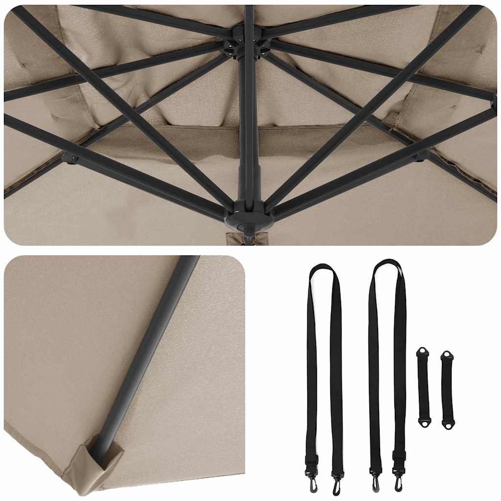 Sonnenschirm Sand 351 x 250 x 260 cm Polyester und Aluminium
