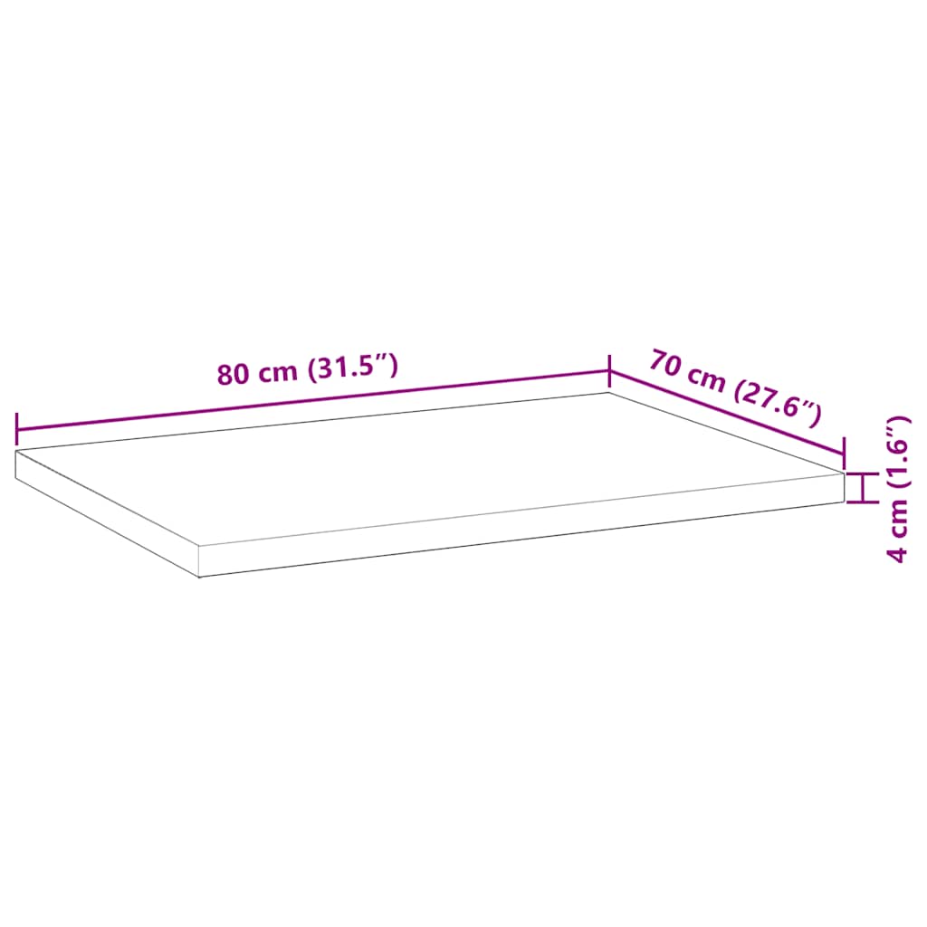 Tischplatte Rechteckig 60x50x2 cm Massivholz Akazie