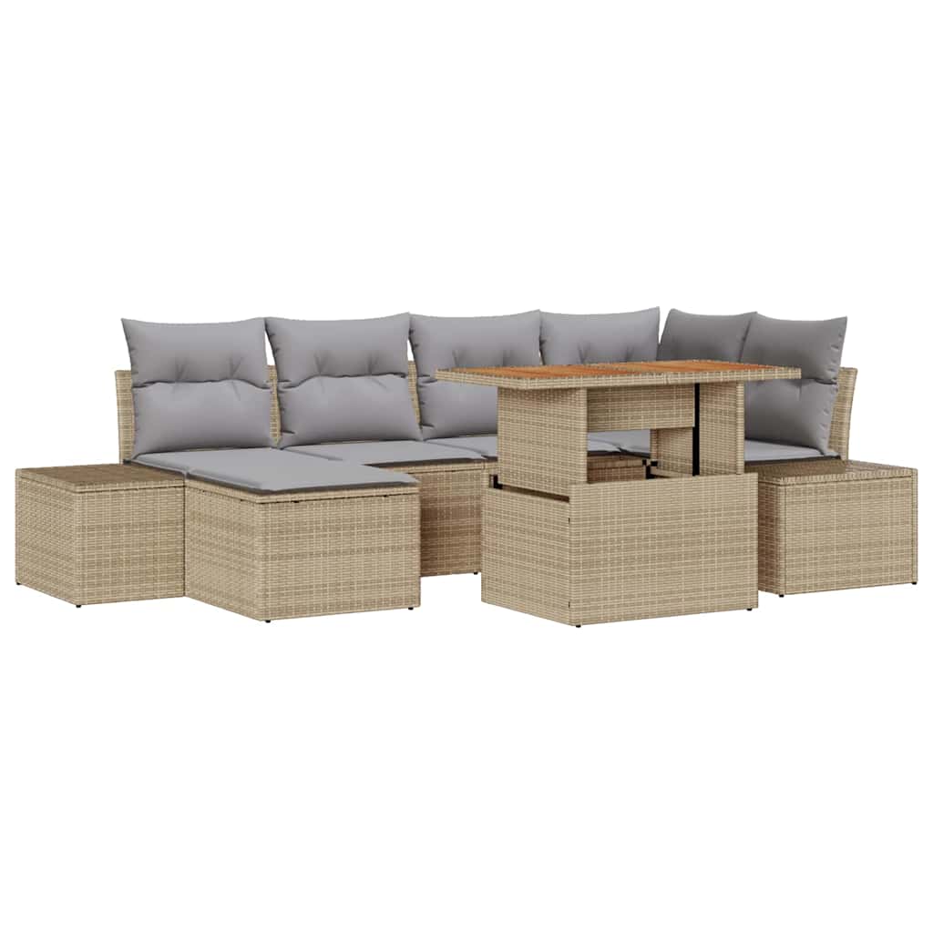 Garten Essgruppe mit Kissen 7 pcs Schwarz und Creme