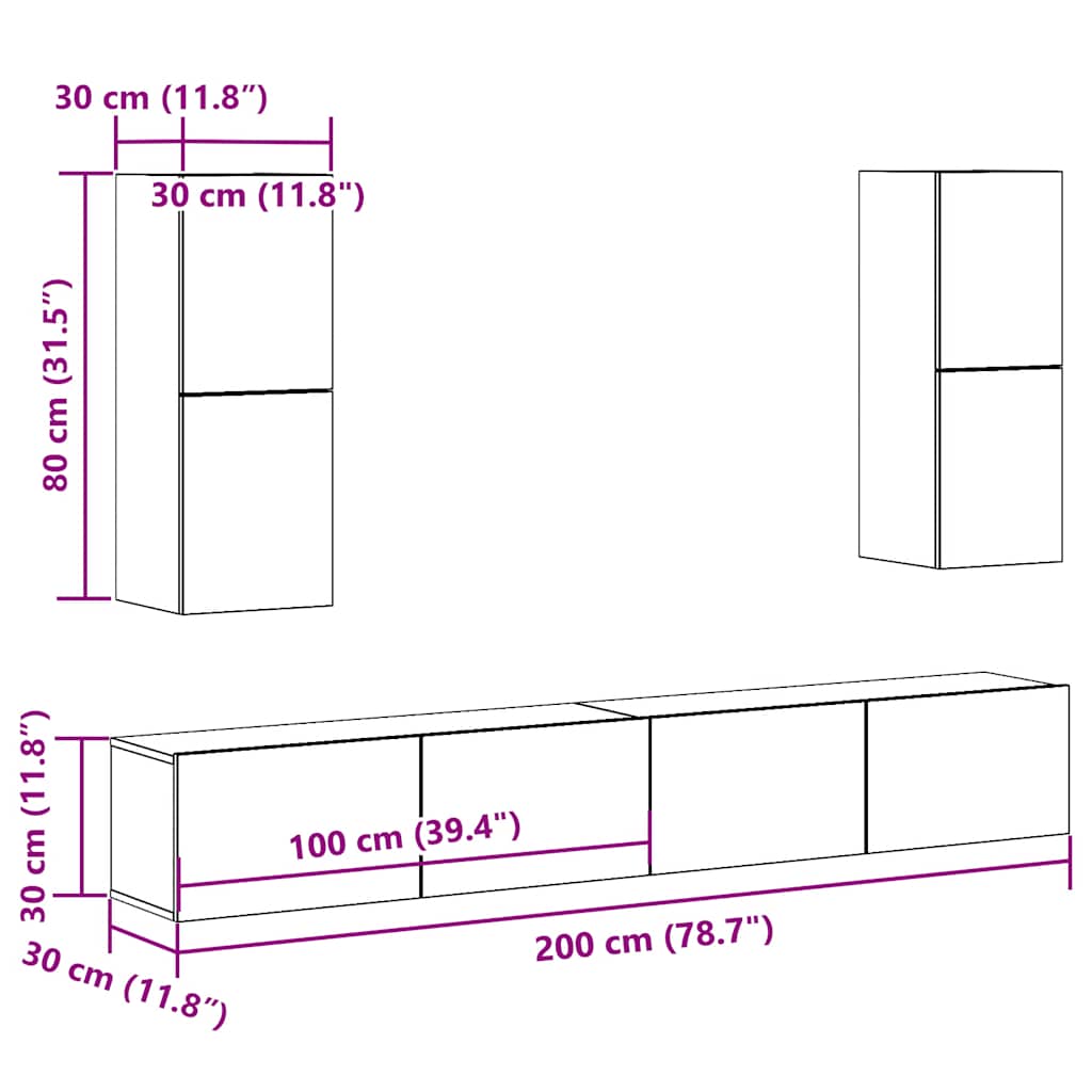 4-tlg. TV-Schrank-Set Weiß Holzwerkstoff